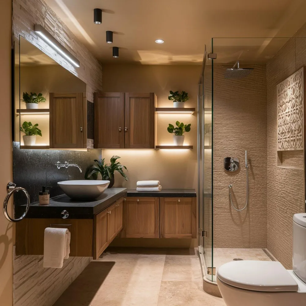 Une salle de bains équipée de toilettes et d’un lavabo Placard & Dressing